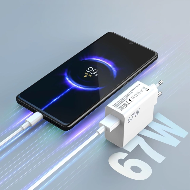 Xiaomi Original MDY-14-EW 67W Wandladegerät Schnellladung QC 3.0 USB-USB-C 6A Kabel Weiß