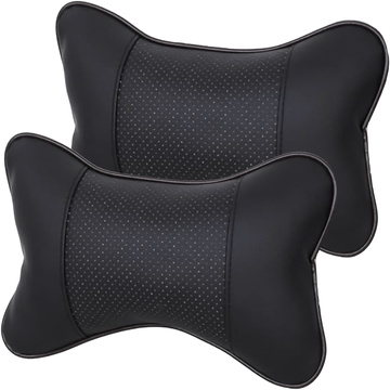 Profiled car neck pillow for the headrest of the car, comfortable soft eco-leather Alogy Black