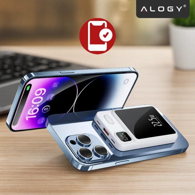 PowerBank Alogy MagCharge 22.5W PD20W PowerDelivery Fast Charging 10000mAh Wireless for MagSafe White