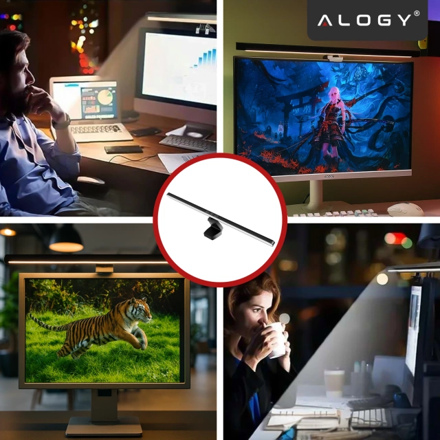 Lampka LED na Monitor komputer Biurko Alogy ProView™ Regulowana dotykowa na szerokie biurko Czarna