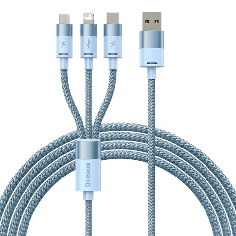 Кабель USB 3w1 Baseus StarSpeed, USB-C micro USB Lightning, 3,5A, 1.2m (niebieski)