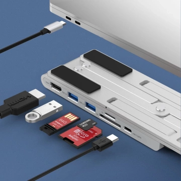 Choetech stand 7-in-1 multifunctional station for laptop PD/USB-C HDMI(4K/30Hz)/2xUSB-A/1xUSB-C/1xSD/1xTF black (HUB-M43)