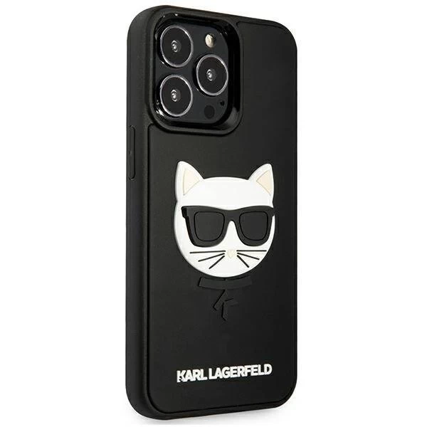 Karl Lagerfeld KLHCP13LCH3DBK 13 Pro / 13 6,1" čierny/čierny pevný kufrík 3D Gumová Choupette