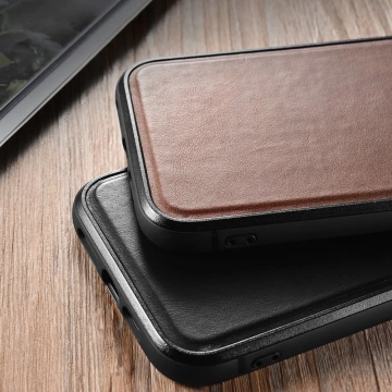 Чохол iCarer Leather Oil Wax обтягнутий натуральною шкірою для iPhone 13 mini чорний (ALI1211-BK)