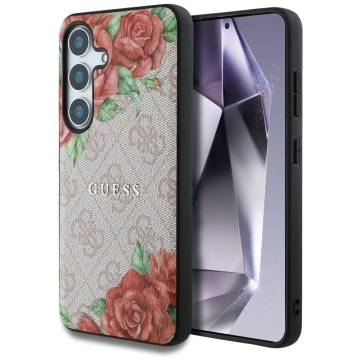 Etui Guess 4G Flowers Print MagSafe do Samsung Galaxy S25 Różowy