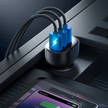 Автомобільний зарядний пристрій Joyroom JR-CCD03 3x USB-A 17 Вт з дисплеєм – чорний