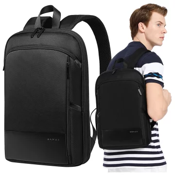 Bange wasserdichter Rucksack für 15,6-Zoll-Laptop, Stadtreisender, 45 x 30 x 16 cm, für Arbeit, Flugzeug, Herren, Damen, mit USB-Anschluss Schwarz