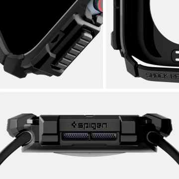 Púzdro pre Apple Watch 10 (46mm) čierne, matné, čierne, Spigen Rugged Armor Pro