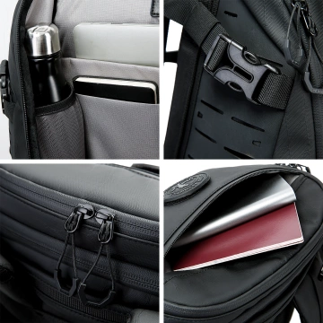 Bange Waterproof Backpack for Laptop 15.6" City Travel 45x30x16 cm for Work Airplane Men's Women's with USB Port Black