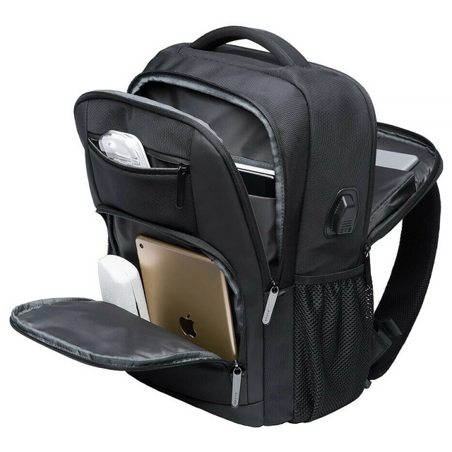 Bange vodeodolný batoh na 15,6" notebook, mestský cestovateľ, 45x30x16 cm, do práce, do lietadla, pánsky, dámsky, s USB portom Čierny