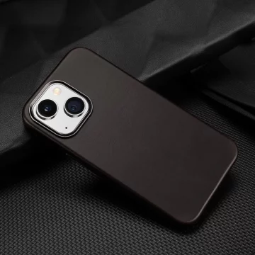 Dux Ducis Naples case for iPhone 14 leather case (MagSafe compatible) dark brown