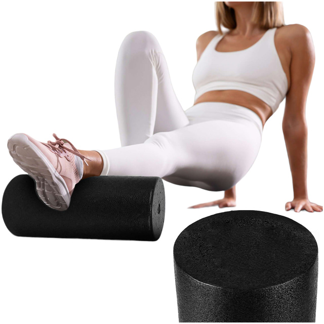 Тренажерний масажер Smooth Roller Yoga Muscle Roller 28.5x15cm Fit Fizjo Black
