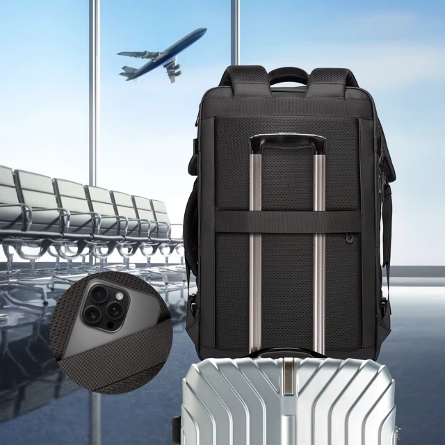 Водонепроникний рюкзак Bange для ноутбука 15.6", city traveler, 45х30х16 см, для роботи, літака, чоловічий, жіночий, з USB портом Чорний