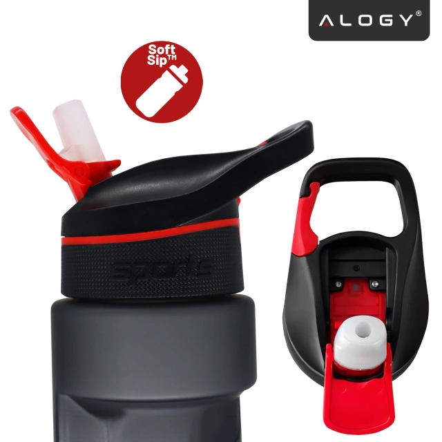 Alogy FitBottle™ 800ml inteligentná fľaša na pitie s LED displejom a Bluetooth pripojením, slamka, motivačná, opakovane použiteľná - čierna