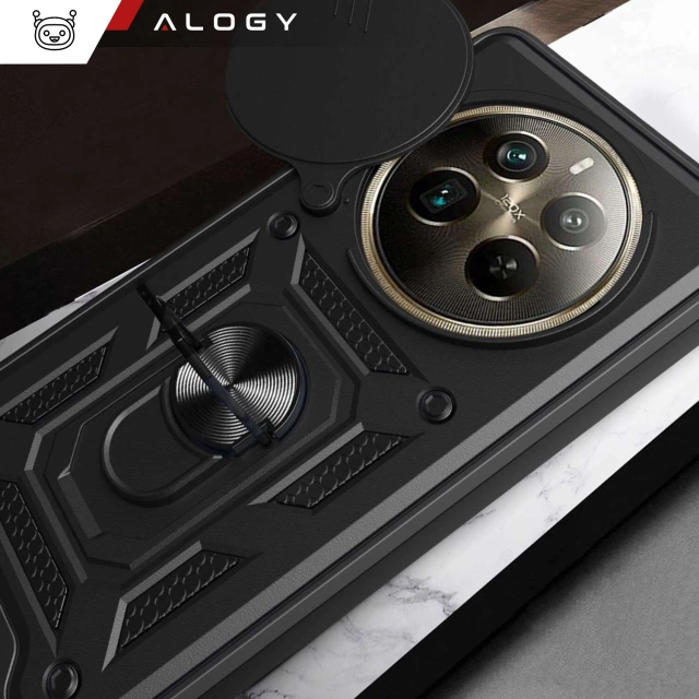 Чохол для Realme 12 Pro 5G / Realme 12 Pro Plus 5G Armored Slide Case Ring Housing Camera Protection Camshield Alogy Black