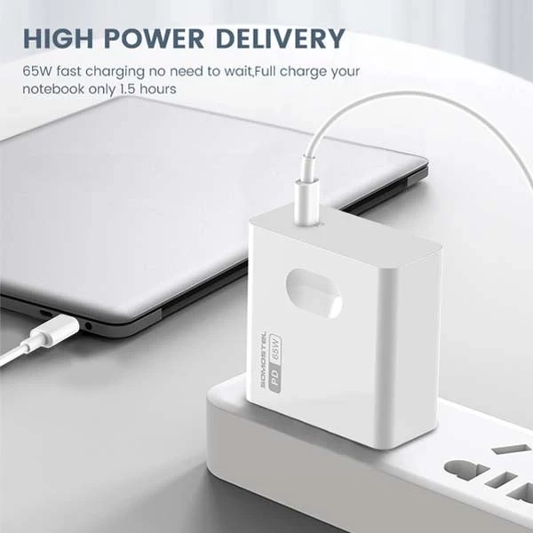 65W Wall Charger Type-C to Type-C Cable Somostel Power Deliver Q15 PD White