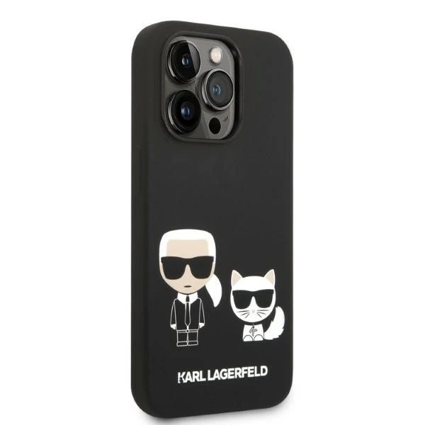 Karl Lagerfeld KLHMP14LSSKCK pevný obal na iPhone 14 Pro 6,1" čierny/čierny tekutý silikón Karl