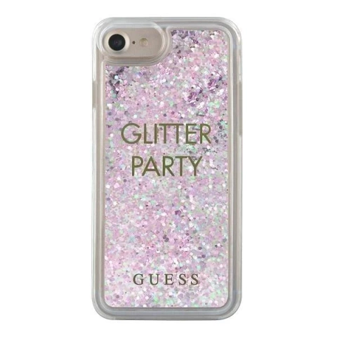 Guess GUHCP7GLUQPU iPhone 6/7/8 /SE 2020 fioletowy/fialové pevné puzdro Liquid Glitter Party