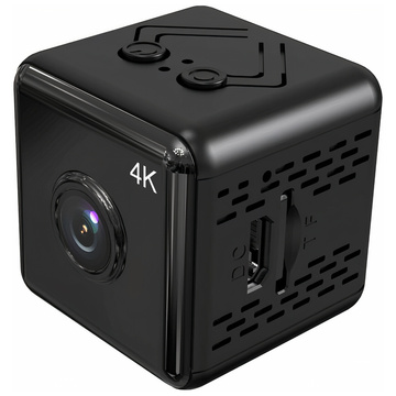 Panoramatický fotoaparát Mini digitální fotoaparát Spy Nanny Mikrofon 4K UHD Full HD micro SD Black