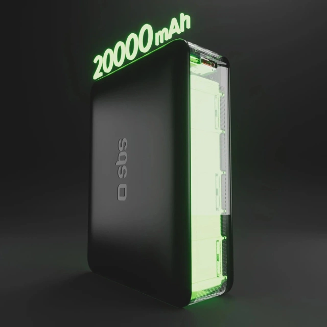 Powerbank SBS 20000mAh 65W PD USB-C USB-A Czarny do Laptopa