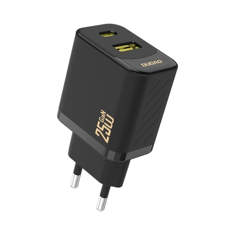 Dudao 25W GaN USB-A, USB-C Ladegerät | Stromversorgung und Schnellladung - Schwarz