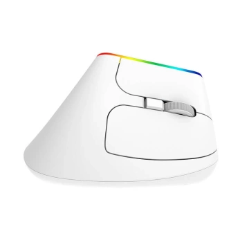 Delux M618C 2.4G 1600DPI RGB Wireless Vertical Mouse (White)