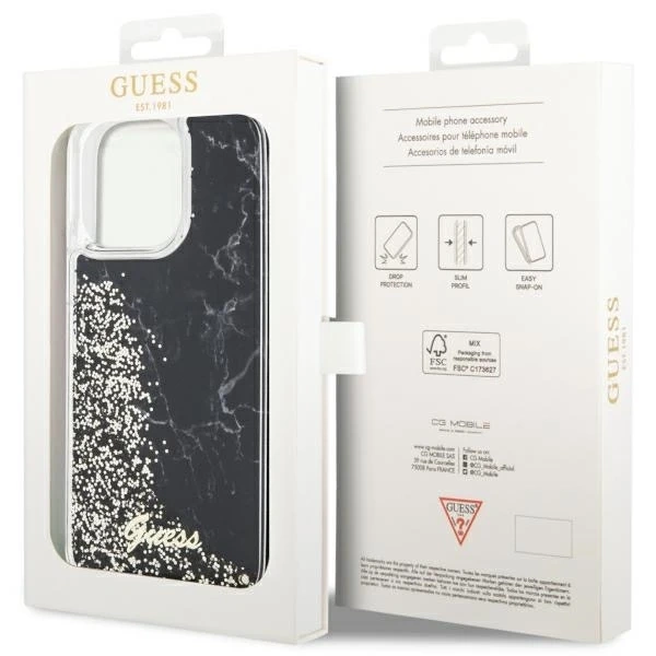 Etui Guess GUHCP14XLCSGSGK na iPhone 14 Pro Max 6,7" pevné pouzdro Liquid Glitter Marble