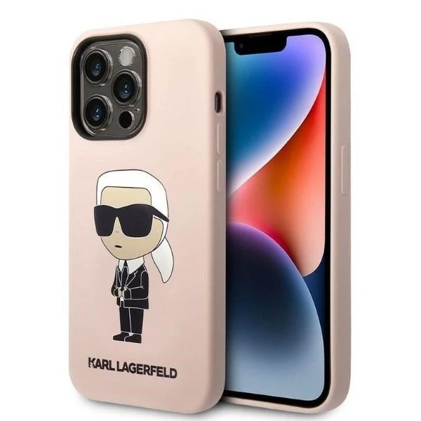 "Karl Lagerfeld KLHCP14XSNIKBCP pouzdro pro iPhone 14 Pro Max 6,7" pevný obal silikonový Ikonik růžový/růžový"