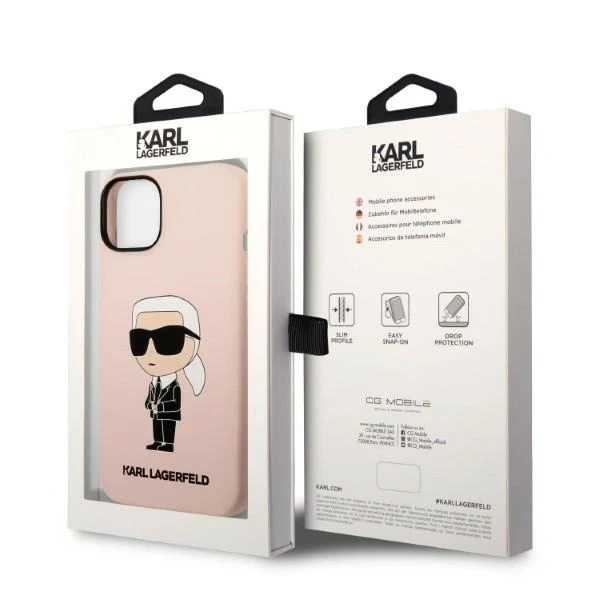 Karl Lagerfeld KLHMP14MSNIKBCP Hülle für iPhone 14 Plus 6.7" Hardcase Silikon Ikonik Magsafe pink/pink