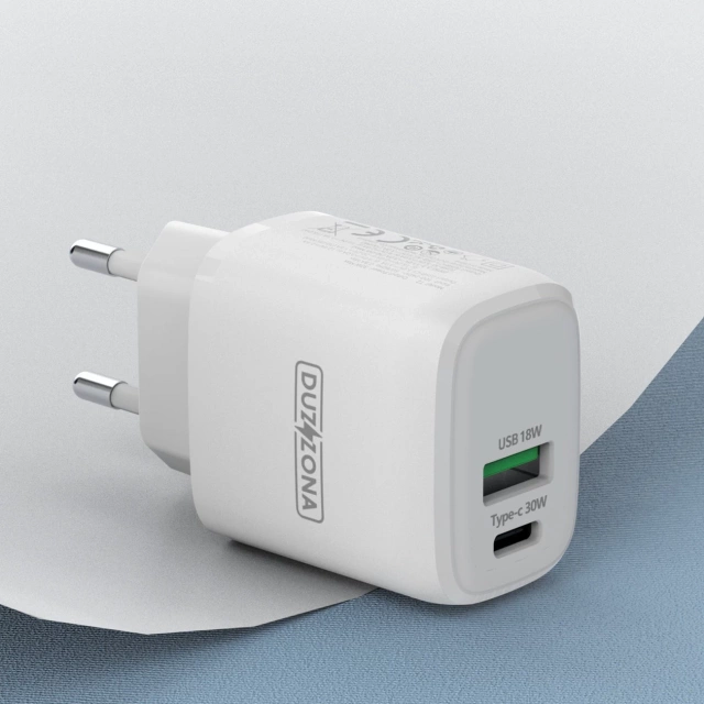 Duzzona 30W PD QC3.0 USB typ C / USB nabíjačka biela (T2)