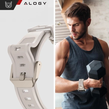 Alogy Luxusný kovový remienok na náramok TPU pre Apple Watch 42/44/45/49 mm béžový
