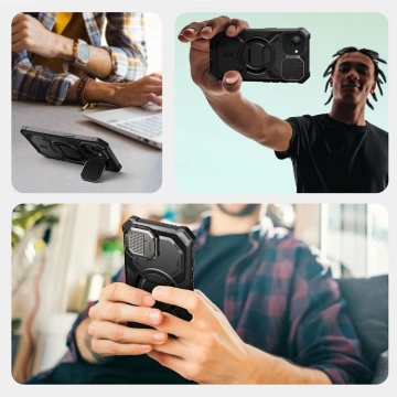Puzdro Support ArmorBox Mag MagSafe pre iPhone 16e čierne so sklom