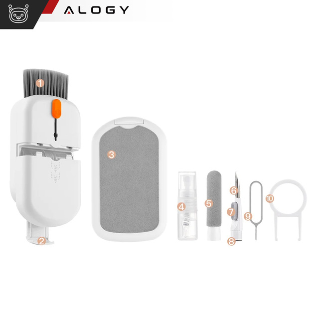 Чистячий набір 10в1 для чищення клавіатури телефону, навушників, багатофункціональна щітка, очищувач Alogy Set