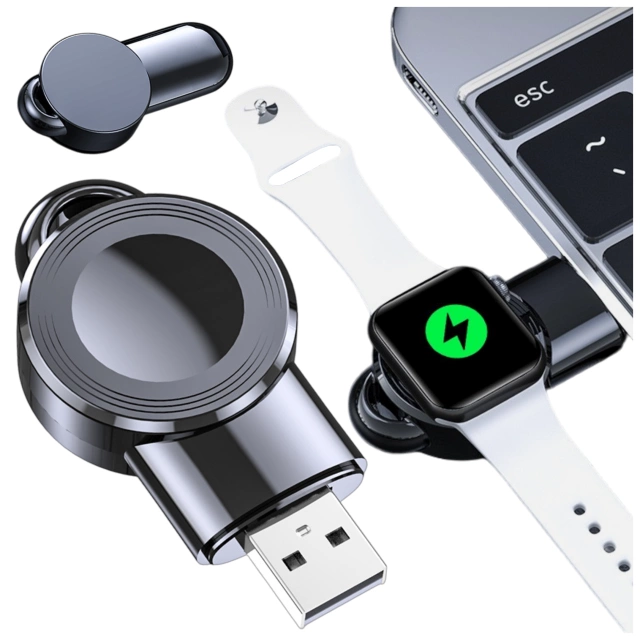 Mini indukčná nabíjačka pre Apple Watch USB Charging Alogy High-end Chip čierna