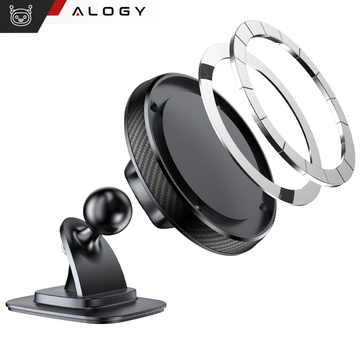 Magnetische Autohalterung für Telefon, Fenster, Kühlergrill, Cockpit, Armaturenbrett, Auto, Telefon, Alogy Black