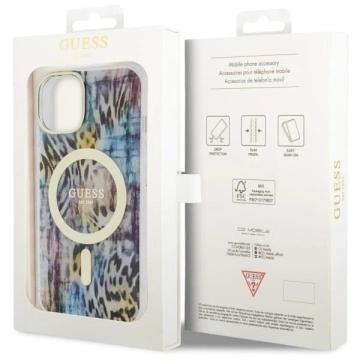 Etui Guess GUHMP14SHLEOPWB pro iPhone 14 6,1" pevný obal Leopard MagSafe