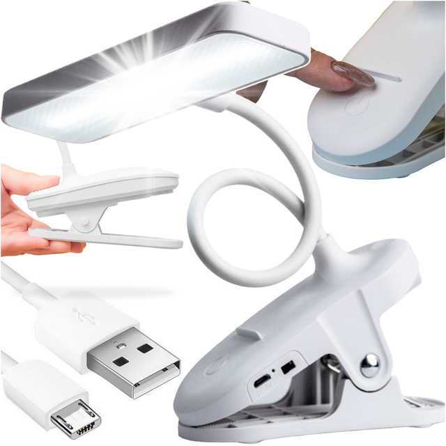 Stolný LED stolík na čítanie nočného osvetlenia s klipsovou lampou Dotykový bezdrôtový USB kábel s 3 režimami