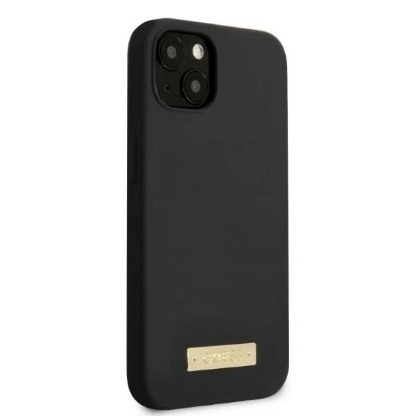 Etui Guess GUHMP13SSPLK do iPhone 13 mini 5,4" Czarny/Black Hard Case Silikon Logo Plate MagSafe