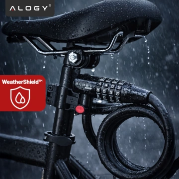 Bike lock, bike lock, strong cable, 120 cm, Alogy bike lock, code, key, black