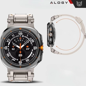 Alogy Luxusný kovový remienok na náramok TPU pre Apple Watch 42/44/45/49 mm béžový