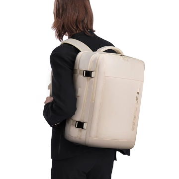Wasserdichter Rucksack von Bange für Laptops bis 15,6 Zoll, ideal für Städtetrips, 46 x 31,5 x 20 cm, für Arbeit und Flugreisen, für Damen und Herren, mit USB-Anschluss, beige