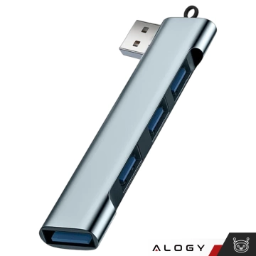 HUB splitter Alogy Adaptér pro počítačový notebook s USB-A na 3x USB-A 2.0 1x USB-A 3.0 šedý