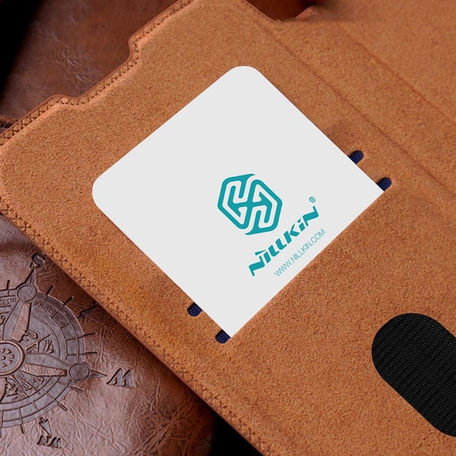 Kožené pouzdro Nillkin Qin Pro Samsung Galaxy S23 Flip Cover Cover Camera Brown