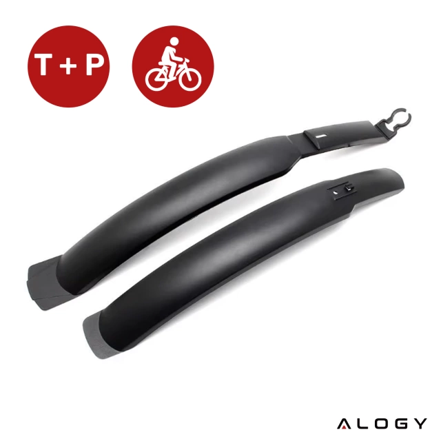 Błotniki rowerowe zestaw przód i tył komplet Alogy BikeShield Set wachlarze uniwersalne Błotnik rowerowy Czarne