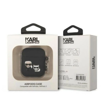 Karl Lagerfeld ochranné pouzdro na sluchátka pro AirPods 1/2 kryt černý/černý Silikon Karl