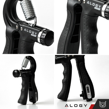 Rukoväť rukoväte na cvičenie, nastaviteľný vysoký odpor 10-60kg Alogy Sport grip s reguláciou a pultom Black