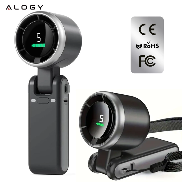 Schreibtischventilator, Standventilator, kleiner Umwälzventilator mit Clip, kabelloser Handventilator, 500 mAh, USB-C, Alogy White