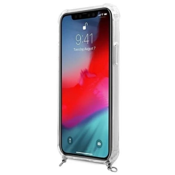 Guess GUHCP12LKC4GSSI iPhone 12 Pro Max 6,7" priehľadné pevné puzdro 4G strieborná retiazka