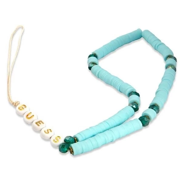 Guess zawieszka GUSTPEARP Řemínek na telefon niebieski Heishi Beads