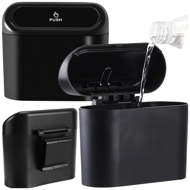 Car Trash Can Organizer Mini Small Portable Garbage Can for Car Home Car Alogy Black